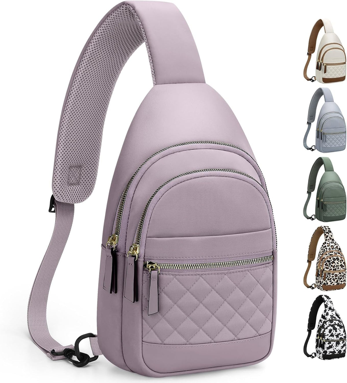 Sling Bag for Women Men Waterproof Crossbody Bags for Women Trendy Casual Fanny Pack with Convertible Shoulder Strap Chest Bag for Travel Hiking(Beige, Medium)