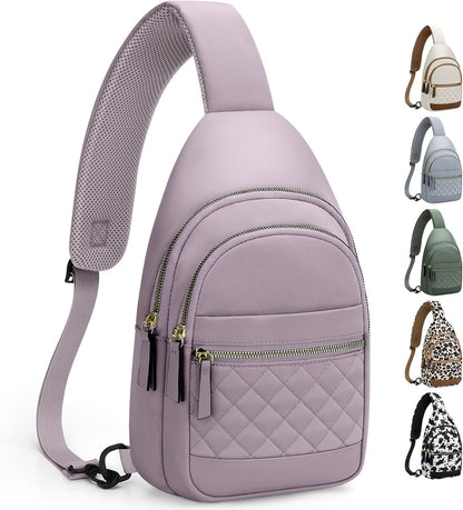 Sling Bag for Women Men Waterproof Crossbody Bags for Women Trendy Casual Fanny Pack with Convertible Shoulder Strap Chest Bag for Travel Hiking(Beige, Medium)