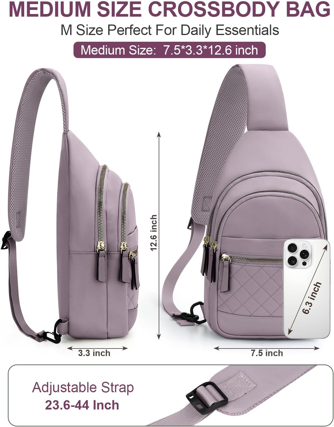 Sling Bag for Women Men Waterproof Crossbody Bags for Women Trendy Casual Fanny Pack with Convertible Shoulder Strap Chest Bag for Travel Hiking(Beige, Medium)