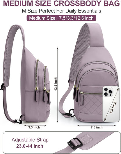 Sling Bag for Women Men Waterproof Crossbody Bags for Women Trendy Casual Fanny Pack with Convertible Shoulder Strap Chest Bag for Travel Hiking(Beige, Medium)