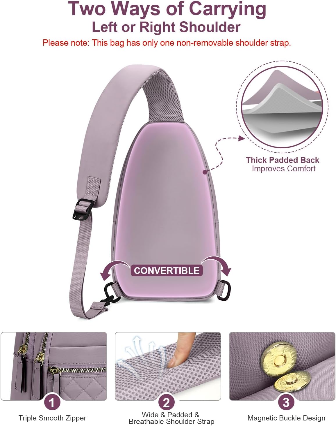 Sling Bag for Women Men Waterproof Crossbody Bags for Women Trendy Casual Fanny Pack with Convertible Shoulder Strap Chest Bag for Travel Hiking(Beige, Medium)
