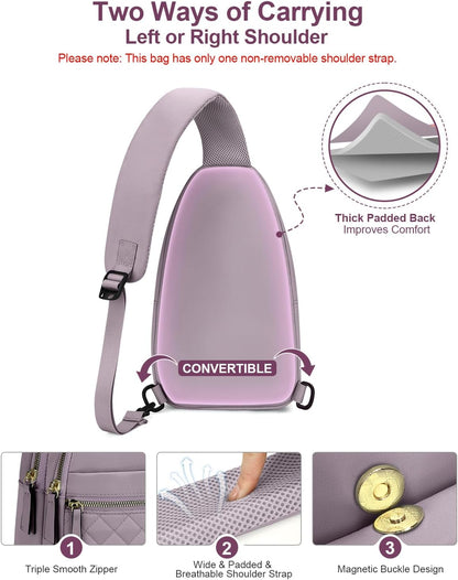 Sling Bag for Women Men Waterproof Crossbody Bags for Women Trendy Casual Fanny Pack with Convertible Shoulder Strap Chest Bag for Travel Hiking(Beige, Medium)