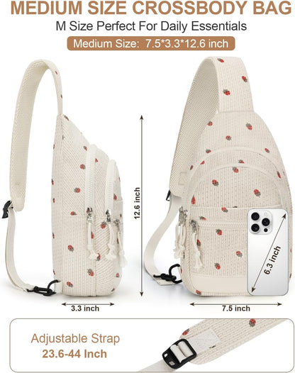Sling Bag for Women Men Waterproof Crossbody Bags for Women Trendy Casual Fanny Pack with Convertible Shoulder Strap Chest Bag for Travel Hiking(Beige, Medium)