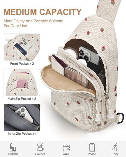 Sling Bag for Women Men Waterproof Crossbody Bags for Women Trendy Casual Fanny Pack with Convertible Shoulder Strap Chest Bag for Travel Hiking(Beige, Medium)