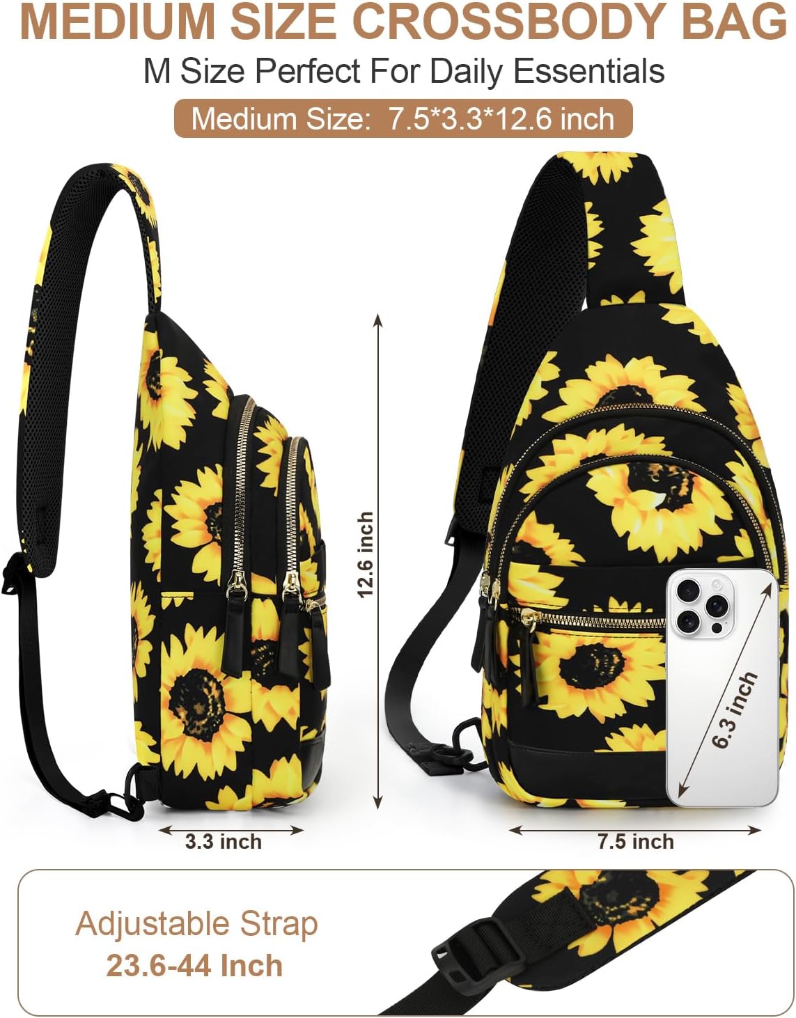 Sling Bag for Women Men Waterproof Crossbody Bags for Women Trendy Casual Fanny Pack with Convertible Shoulder Strap Chest Bag for Travel Hiking(Beige, Medium)