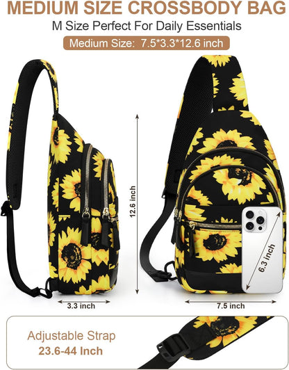 Sling Bag for Women Men Waterproof Crossbody Bags for Women Trendy Casual Fanny Pack with Convertible Shoulder Strap Chest Bag for Travel Hiking(Beige, Medium)