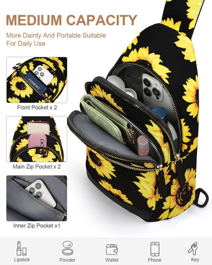 Sling Bag for Women Men Waterproof Crossbody Bags for Women Trendy Casual Fanny Pack with Convertible Shoulder Strap Chest Bag for Travel Hiking(Beige, Medium)