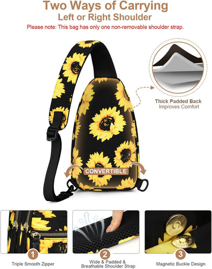 Sling Bag for Women Men Waterproof Crossbody Bags for Women Trendy Casual Fanny Pack with Convertible Shoulder Strap Chest Bag for Travel Hiking(Beige, Medium)
