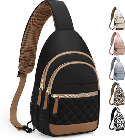 Sling Bag for Women Men Waterproof Crossbody Bags for Women Trendy Casual Fanny Pack with Convertible Shoulder Strap Chest Bag for Travel Hiking(Beige, Medium)