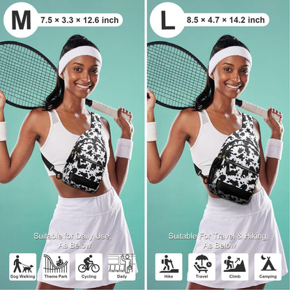 Sling Bag for Women Men Waterproof Crossbody Bags for Women Trendy Casual Fanny Pack with Convertible Shoulder Strap Chest Bag for Travel Hiking(Beige, Medium)