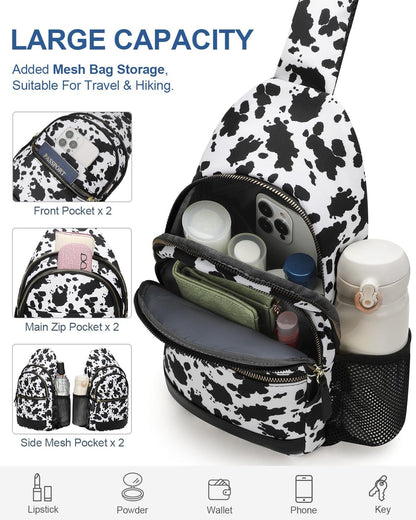Sling Bag for Women Men Waterproof Crossbody Bags for Women Trendy Casual Fanny Pack with Convertible Shoulder Strap Chest Bag for Travel Hiking(Beige, Medium)