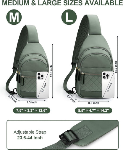 Sling Bag for Women Men Waterproof Crossbody Bags for Women Trendy Casual Fanny Pack with Convertible Shoulder Strap Chest Bag for Travel Hiking(Beige, Medium)