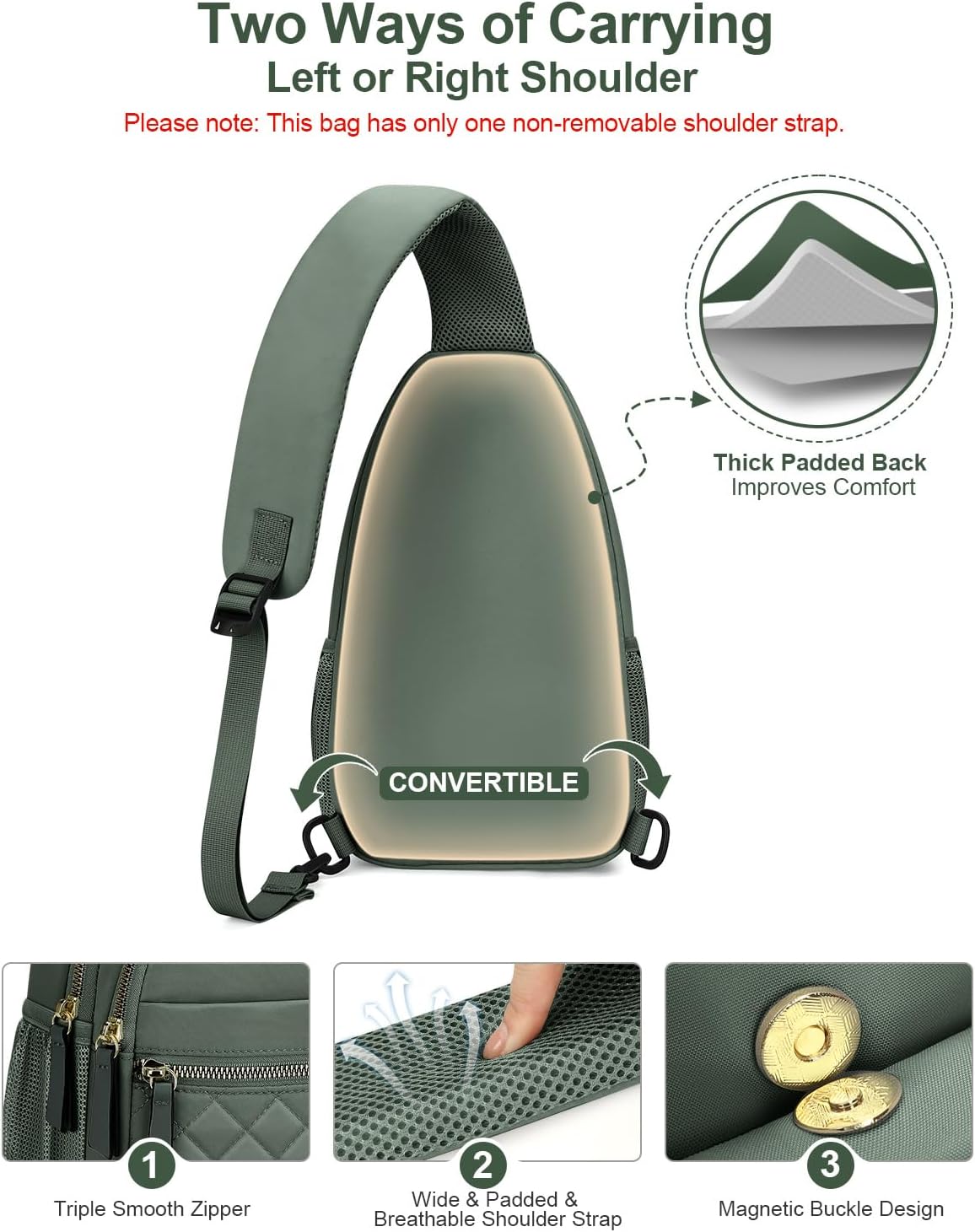 Sling Bag for Women Men Waterproof Crossbody Bags for Women Trendy Casual Fanny Pack with Convertible Shoulder Strap Chest Bag for Travel Hiking(Beige, Medium)