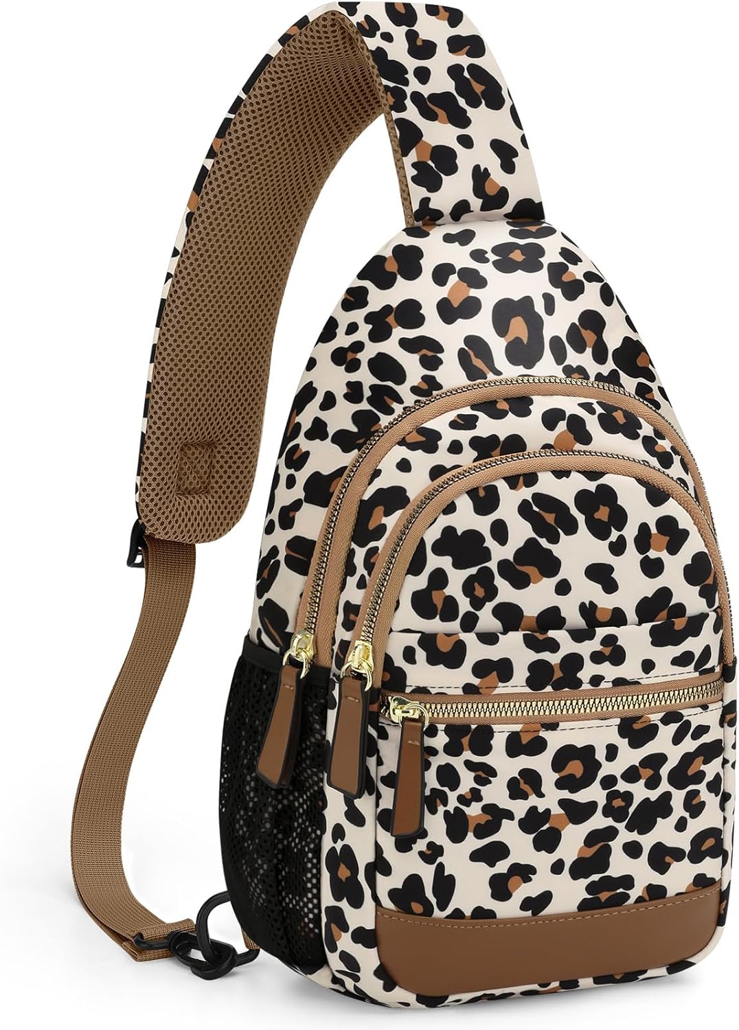 Sling Bag for Women Men Waterproof Crossbody Bags for Women Trendy Casual Fanny Pack with Convertible Shoulder Strap Chest Bag for Travel Hiking(Beige, Medium)