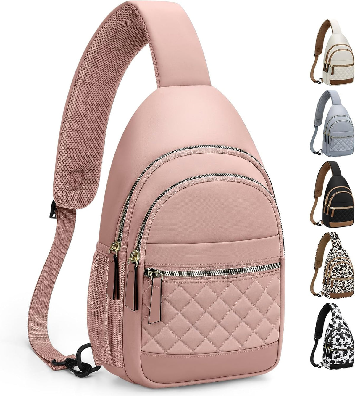 Sling Bag for Women Men Waterproof Crossbody Bags for Women Trendy Casual Fanny Pack with Convertible Shoulder Strap Chest Bag for Travel Hiking(Beige, Medium)
