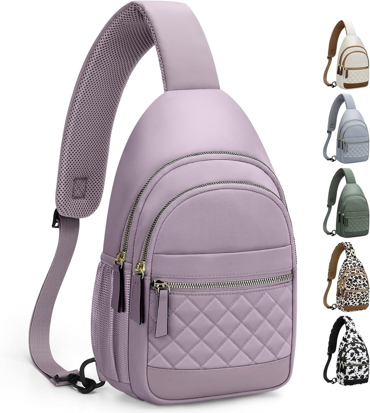 Sling Bag for Women Men Waterproof Crossbody Bags for Women Trendy Casual Fanny Pack with Convertible Shoulder Strap Chest Bag for Travel Hiking(Beige, Medium)