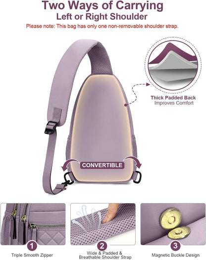 Sling Bag for Women Men Waterproof Crossbody Bags for Women Trendy Casual Fanny Pack with Convertible Shoulder Strap Chest Bag for Travel Hiking(Beige, Medium)
