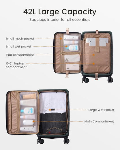 Carry On Luggage 22x14x9 Airline Approved with Spinner Wheels, 20 Inch Small Carry On Suitcase with TSA Lock, Expandable Hard Shell Suitcases for Men Women
