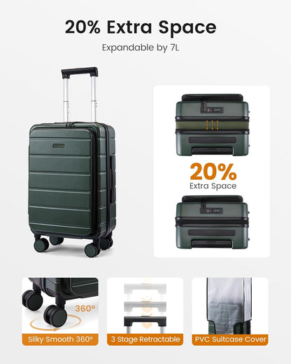 Carry On Luggage 22x14x9 Airline Approved with Spinner Wheels, 20 Inch Small Carry On Suitcase with TSA Lock, Expandable Hard Shell Suitcases for Men Women