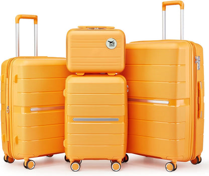 Expandable Hardshell Pink Luggage Sets with Spinner Wheels, Lightweight Travel Suitcase Set with TSA Locks, 20 inch Carry On for Women (Yellow)