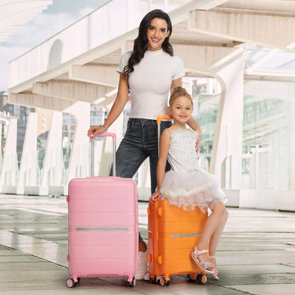 Expandable Hardshell Pink Luggage Sets with Spinner Wheels, Lightweight Travel Suitcase Set with TSA Locks, 20 inch Carry On for Women (Yellow)