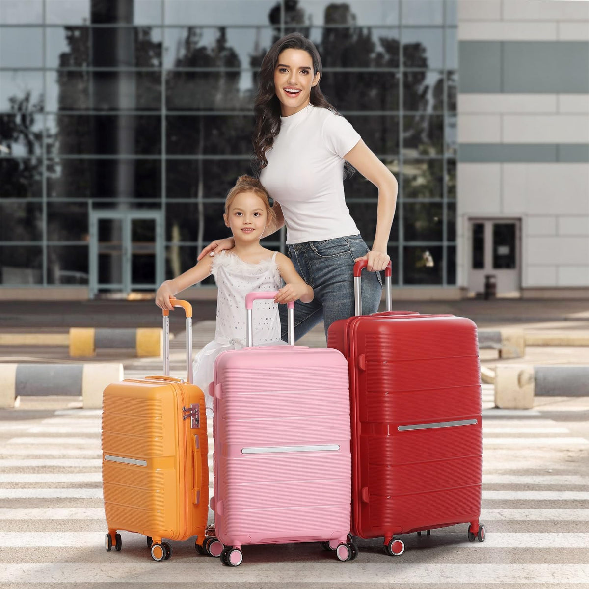 Expandable Hardshell Pink Luggage Sets with Spinner Wheels, Lightweight Travel Suitcase Set with TSA Locks, 20 inch Carry On for Women (Yellow)