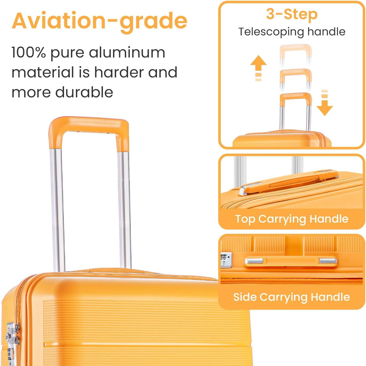 Expandable Hardshell Pink Luggage Sets with Spinner Wheels, Lightweight Travel Suitcase Set with TSA Locks, 20 inch Carry On for Women (Yellow)