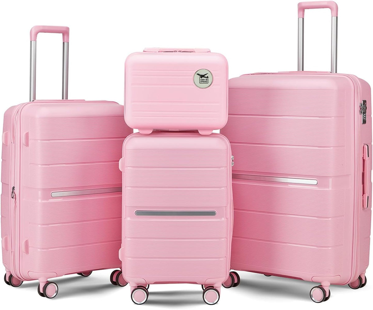 Expandable Hardshell Pink Luggage Sets with Spinner Wheels, Lightweight Travel Suitcase Set with TSA Locks, 20 inch Carry On for Women (Yellow)