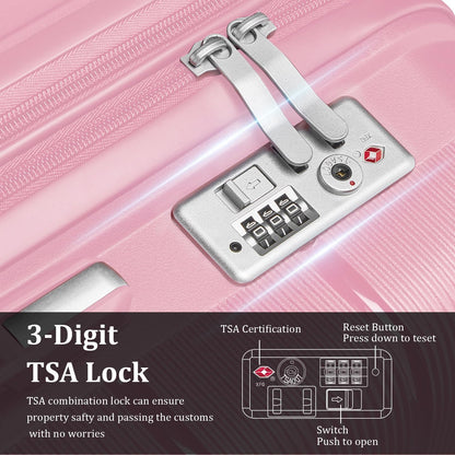 Expandable Hardshell Pink Luggage Sets with Spinner Wheels, Lightweight Travel Suitcase Set with TSA Locks, 20 inch Carry On for Women (Yellow)