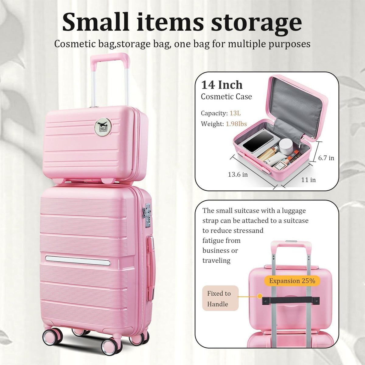Expandable Hardshell Pink Luggage Sets with Spinner Wheels, Lightweight Travel Suitcase Set with TSA Locks, 20 inch Carry On for Women (Yellow)
