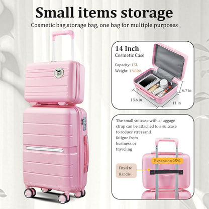 Expandable Hardshell Pink Luggage Sets with Spinner Wheels, Lightweight Travel Suitcase Set with TSA Locks, 20 inch Carry On for Women (Yellow)