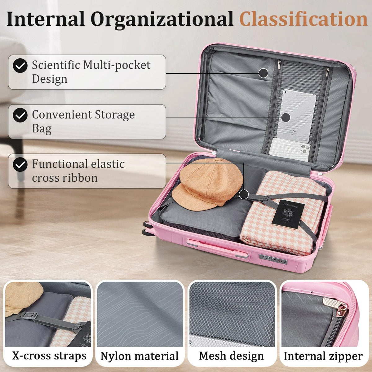 Expandable Hardshell Pink Luggage Sets with Spinner Wheels, Lightweight Travel Suitcase Set with TSA Locks, 20 inch Carry On for Women (Yellow)