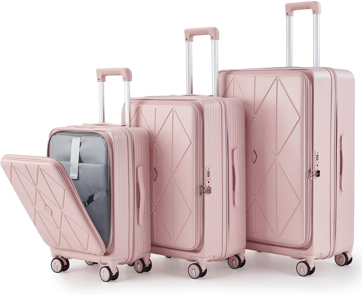 Expandable Hardshell Pink Luggage Sets with Spinner Wheels, Lightweight Travel Suitcase Set with TSA Locks, 20 inch Carry On for Women (Yellow)