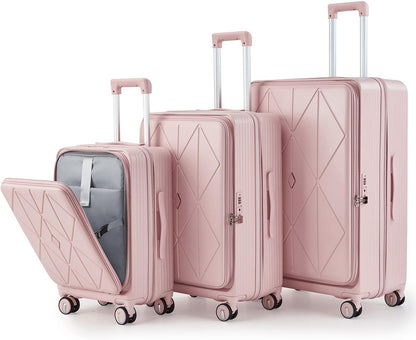 Expandable Hardshell Pink Luggage Sets with Spinner Wheels, Lightweight Travel Suitcase Set with TSA Locks, 20 inch Carry On for Women (Yellow)