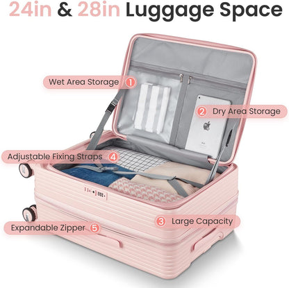 Expandable Hardshell Pink Luggage Sets with Spinner Wheels, Lightweight Travel Suitcase Set with TSA Locks, 20 inch Carry On for Women (Yellow)