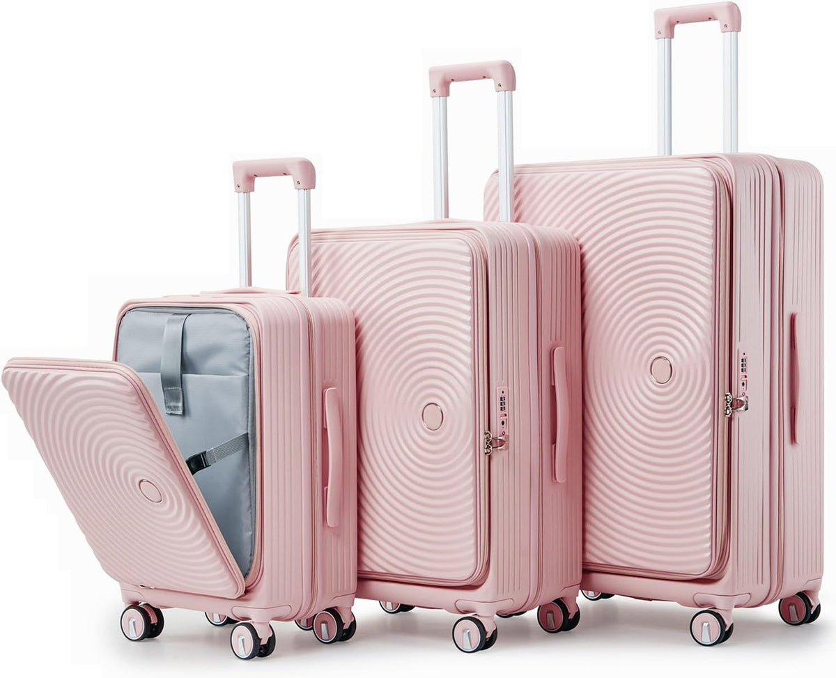 Expandable Hardshell Pink Luggage Sets with Spinner Wheels, Lightweight Travel Suitcase Set with TSA Locks, 20 inch Carry On for Women (Yellow)