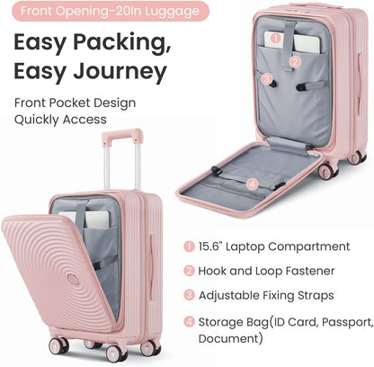 Expandable Hardshell Pink Luggage Sets with Spinner Wheels, Lightweight Travel Suitcase Set with TSA Locks, 20 inch Carry On for Women (Yellow)