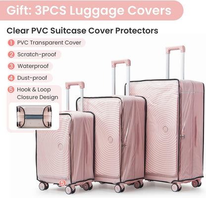 Expandable Hardshell Pink Luggage Sets with Spinner Wheels, Lightweight Travel Suitcase Set with TSA Locks, 20 inch Carry On for Women (Yellow)