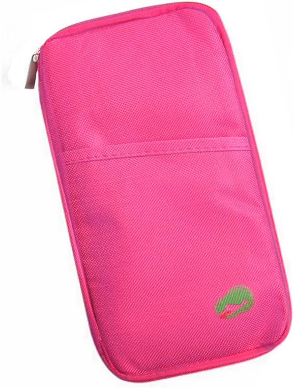 Multi-Functional Fashion Ticket Passport Credit Card ID Document Organizer Holder Bag Purse Travel Pouch Case Cover (Rose Red)