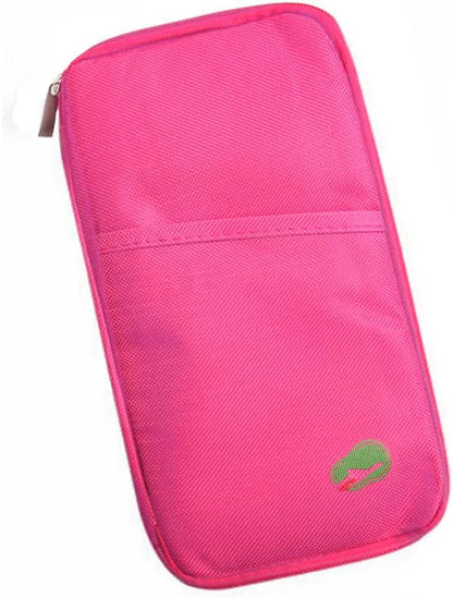 Multi-Functional Fashion Ticket Passport Credit Card ID Document Organizer Holder Bag Purse Travel Pouch Case Cover (Rose Red)