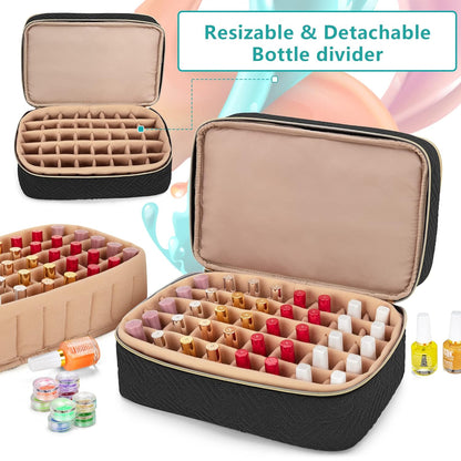 Nail Polish Organizer Holds 40 Bottles (15ml - 0.5 fl.oz), Black | Nail Polish Case with Manicure Tools Storage Sections,Patented Design.