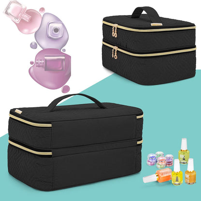 Nail Polish Organizer Holds 40 Bottles (15ml - 0.5 fl.oz), Black | Nail Polish Case with Manicure Tools Storage Sections,Patented Design.
