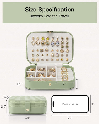 Travel Jewelry Case for Women Girls, Gifts for Mother, PU Leather Small Jewelry Box for Rings, Necklaces, Bracelets, Earring Holder Organizer Storage for Travel Essentials - Beige