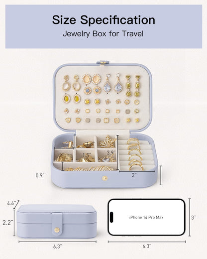 Travel Jewelry Case for Women Girls, Gifts for Mother, PU Leather Small Jewelry Box for Rings, Necklaces, Bracelets, Earring Holder Organizer Storage for Travel Essentials - Beige