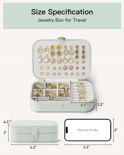 Travel Jewelry Case for Women Girls, Gifts for Mother, PU Leather Small Jewelry Box for Rings, Necklaces, Bracelets, Earring Holder Organizer Storage for Travel Essentials - Beige