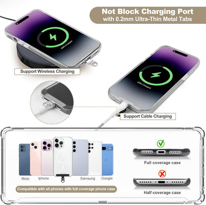 Clip and Go Strap for Phone with Wallet Crossbody, Adjustable Phone Lanyard with Detachable RFID Wristlet Wallet, Universal Phone Strap with 360° Rotatable Phone Tabs for All Phones (Black)