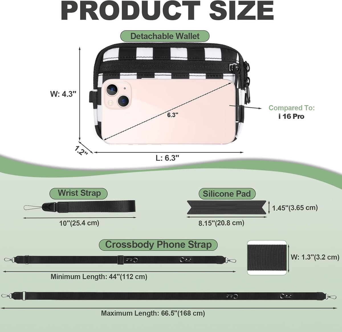 Clip and Go Strap for Phone with Wallet Crossbody, Adjustable Phone Lanyard with Detachable RFID Wristlet Wallet, Universal Phone Strap with 360° Rotatable Phone Tabs for All Phones (Black)