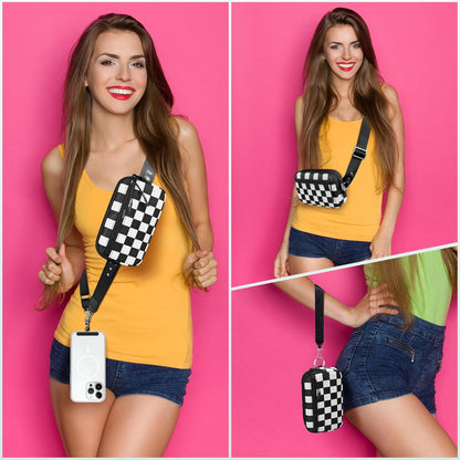 Clip and Go Strap for Phone with Wallet Crossbody, Adjustable Phone Lanyard with Detachable RFID Wristlet Wallet, Universal Phone Strap with 360° Rotatable Phone Tabs for All Phones (Black)