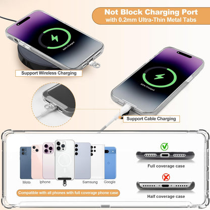 Clip and Go Strap for Phone with Wallet Crossbody, Adjustable Phone Lanyard with Detachable RFID Wristlet Wallet, Universal Phone Strap with 360° Rotatable Phone Tabs for All Phones (Black)