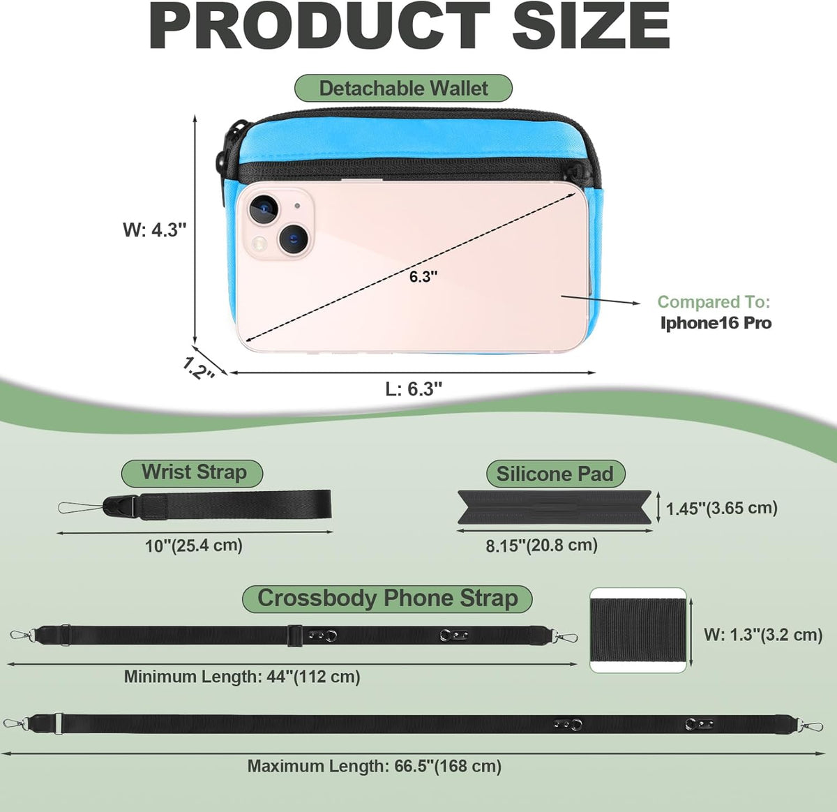 Clip and Go Strap for Phone with Wallet Crossbody, Adjustable Phone Lanyard with Detachable RFID Wristlet Wallet, Universal Phone Strap with 360° Rotatable Phone Tabs for All Phones (Black)
